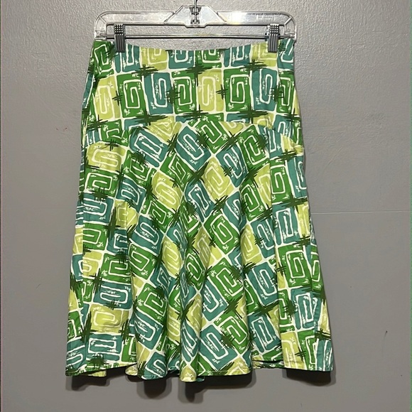 Boden Dresses & Skirts - Boden Green Geometric Pattern Midi Women’s 8 Vibrant Cotton Swingy A-Line Skirt